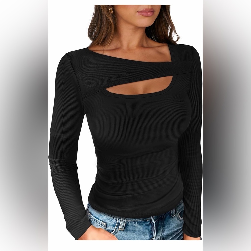 🆕Sexy Long Sleeve Shirts Ribbed Slim Fit Tee